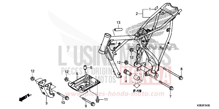 FRAME BODY (CRF125F/FB E/H/J) for CRF125FB EXTREME RED (R292) from 2014