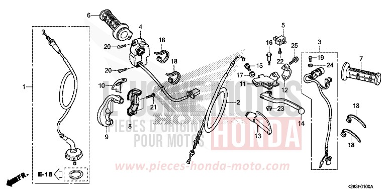 HANDLE LEVER/SWITCH/CABLE (CRF125F/FB E/H/J) for CRF125FB EXTREME RED (R292) from 2017