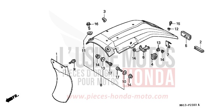 REAR FENDER for XR600R SHASTA WHITE (NH138) from 1997