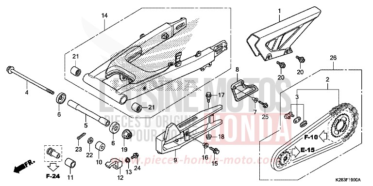 SWINGARM for CRF125FB EXTREME RED (R292) from 2017