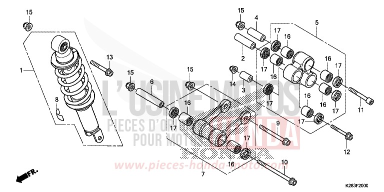 REAR CUSHION for CRF125FB EXTREME RED (R292) from 2017
