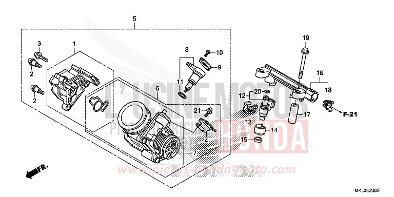 THROTTLE BODY for NC750X PEARL GLARE WHITE (NHB53) from 2020