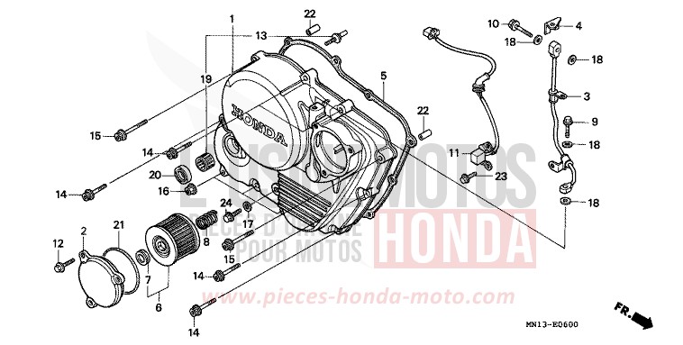 RIGHT CRANKCASE COVER for XR600R SHASTA WHITE (NH138) from 1998