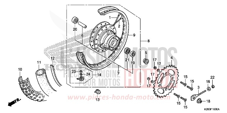 REAR WHEEL for CRF125FB EXTREME RED (R292) from 2019