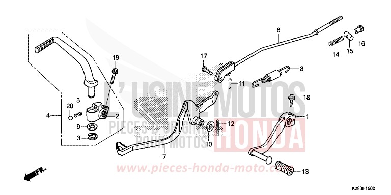 PEDAL for CRF125FB EXTREME RED (R292) from 2019