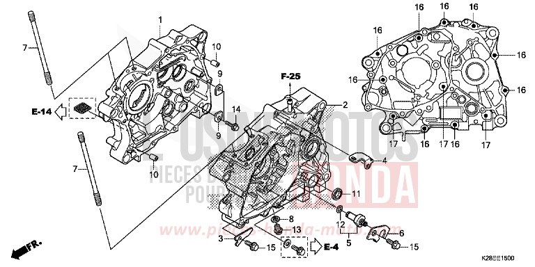 CRANKCASE for CRF125FB EXTREME RED (R292) from 2022