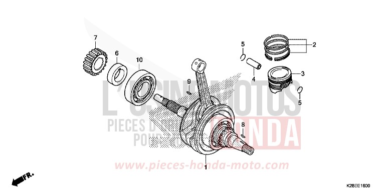 CRANKSHAFT/PISTON for CRF125FB EXTREME RED (R292) from 2022