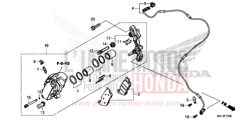 FRONT BRAKE CALIPER for NC750X PEARL GLARE WHITE (NHB53) from 2020