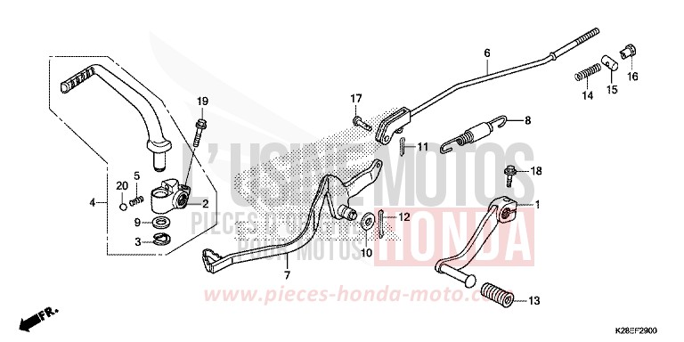 PEDAL for CRF125FB EXTREME RED (R292) from 2022