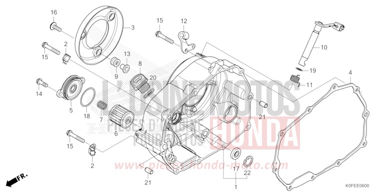 RIGHT CRANKCASE COVER for Monkey PEARL SHINING BLACK (NHB98) from 2022