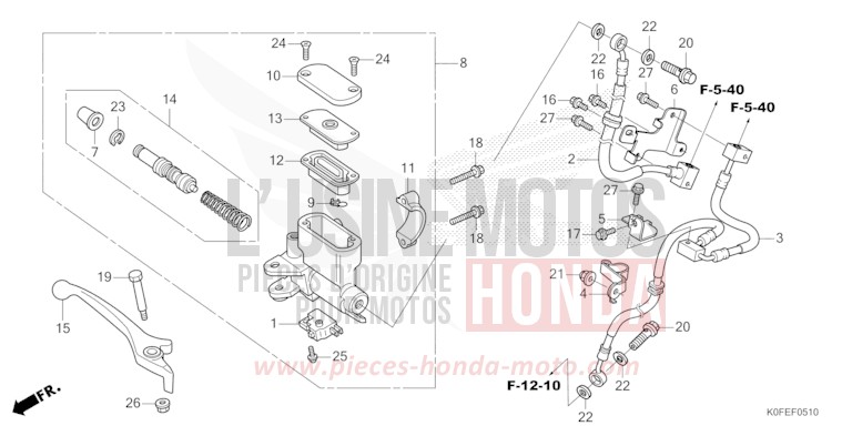 FRONT BRAKE MASTER CYLINDER (Z125MA) for Z125MA PEARL SHINING BLACK (NHB98) from 2022