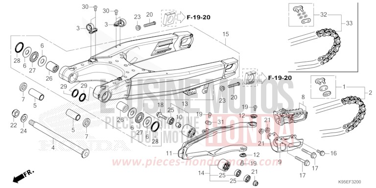 SWINGARM for CRF250R EXTREME RED (R292) from 2023
