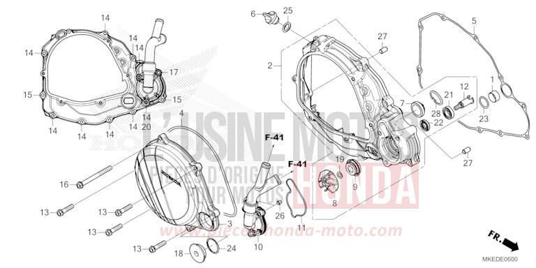 RIGHT CRANKCASE COVER/WATER PUMP for CRF450R EXTREME RED (R292) from 2023