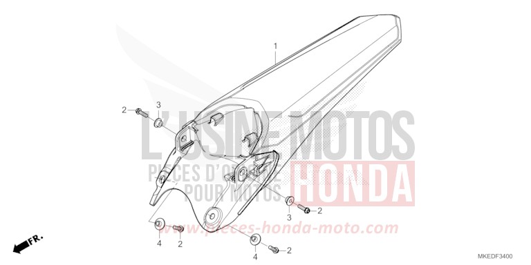 REAR FENDER for CRF450R EXTREME RED (R292) from 2023