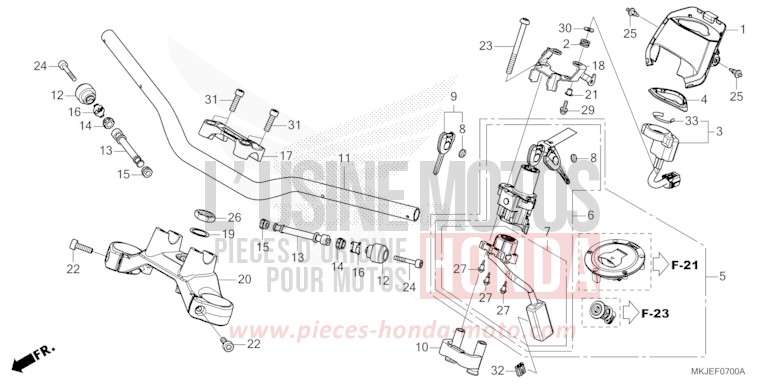 HANDLE PIPE/TOP BRIDGE for CB1000R MAT JEANS BLUE MATALLIC (PB417) from 2023