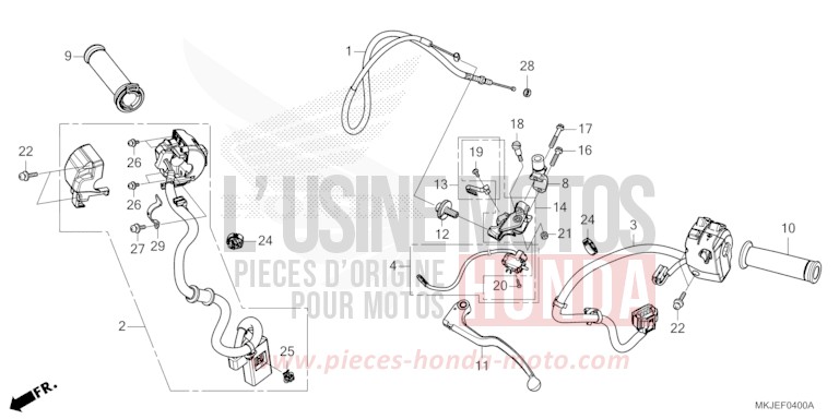 HANDLE LEVER/SWITCH/CABLE for CB1000R BORDEAUX RED METALLIC (R337) from 2023