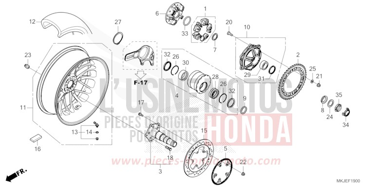 REAR WHEEL for CB1000R BORDEAUX RED METALLIC (R337) from 2023