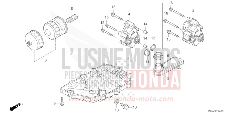OIL PAN/OIL PUMP for NC750X CANDY CHROMOSPHERE RED (R381) from 2023