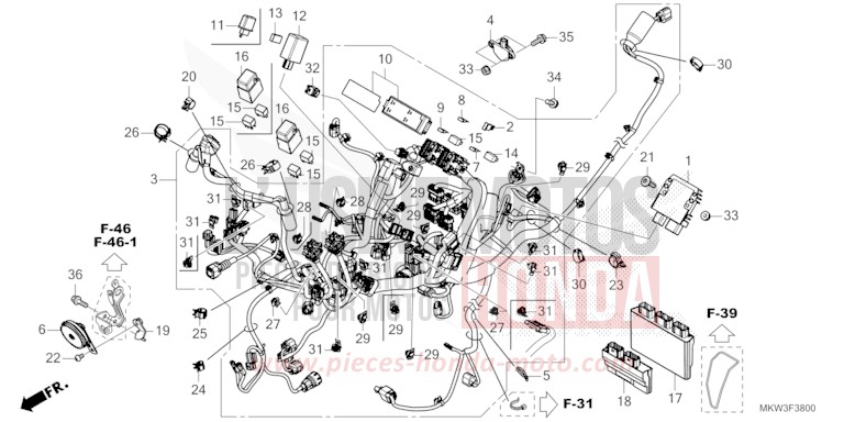 WIRE HARNESS for NC750X CANDY CHROMOSPHERE RED (R381) from 2023