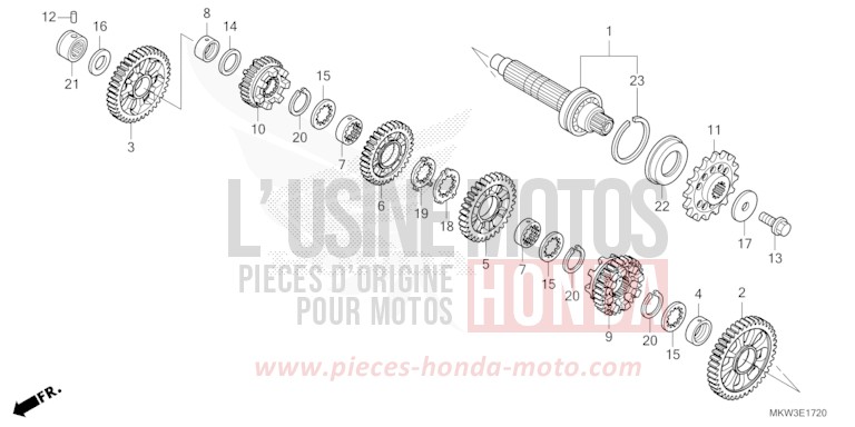 BOITE DE VITESSES (ARBRE INTERMEDIAIRE) (NC750XD) for NC750X MAT BALLISTIC BLACK METALLIC (NHA86) from 2023