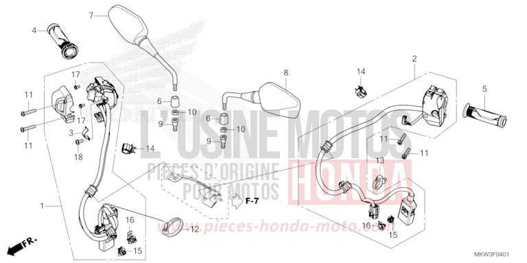 COMMUTATEUR/POIGNEE/MIROIR (NC750XD) for NC750X MAT JEANS BLUE MATALLIC (PB417) from 2023