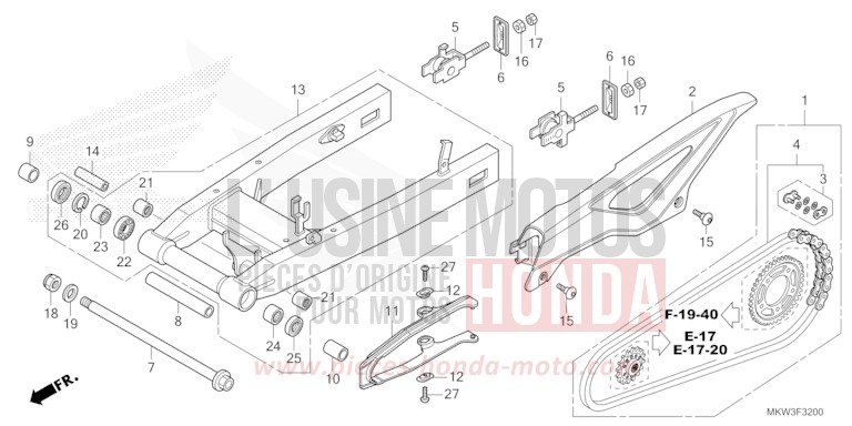 SWINGARM for NC750XD MAT BALLISTIC BLACK METALLIC (NHA86) from 2023