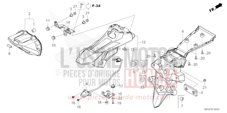 TAILLIGHT/LICENSE LIGHT for NC750XD PEARL DEEP MUD GRAY (NHC47) from 2023
