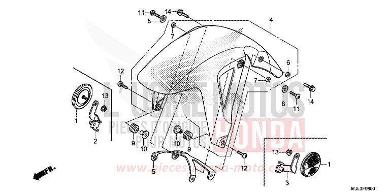 FRONT FENDER for NC750X CANDY ARCADIAN RED (R305) from 2014
