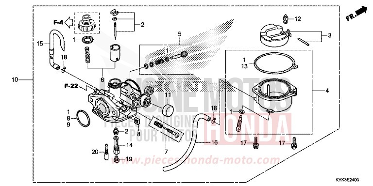 CARBURETOR (CRF110FD/E/H/J) for CRF110F EXTREME RED (R292) from 2013