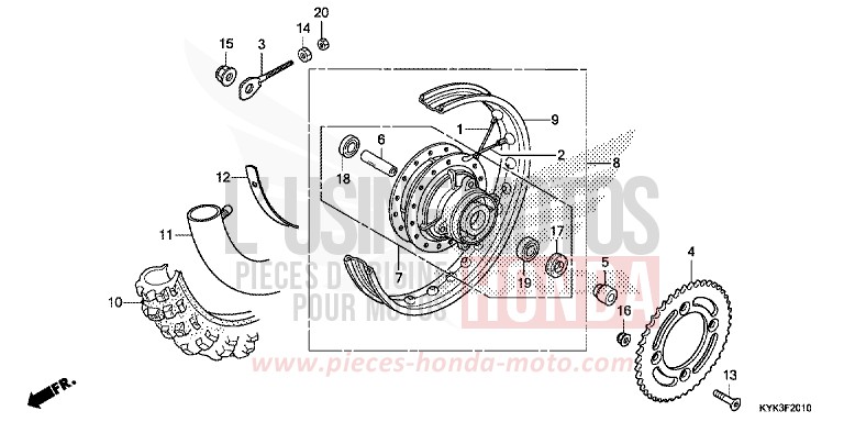 RUOTA POSTERIORE per CRF110F EXTREME RED (R292) del 2013