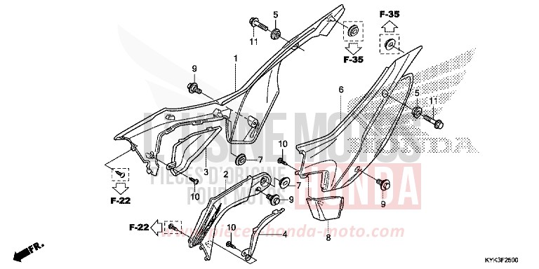 SIDE COVER (CRF110FD/E/H/J) for CRF110F EXTREME RED (R292) from 2013