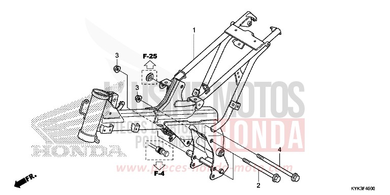 FRAME BODY (CRF110FD/E/H/J) for CRF110F EXTREME RED (R292) from 2014