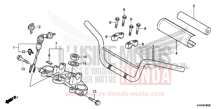 HANDLE PIPE/TOP BRIDGE (CRF110FD/E/H/J) for CRF110F EXTREME RED (R292) from 2017