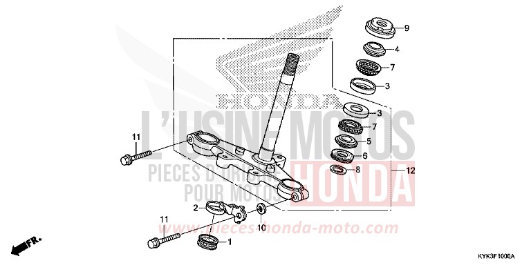 STEERING STEM (CRF110FD/E/H/J) for CRF110F EXTREME RED (R292) from 2017