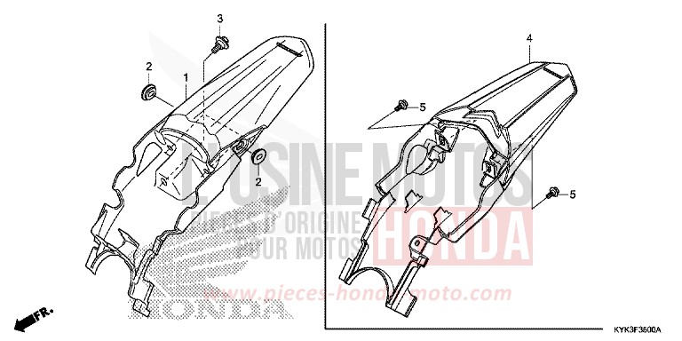 REAR FENDER for CRF110F EXTREME RED (R292) from 2017
