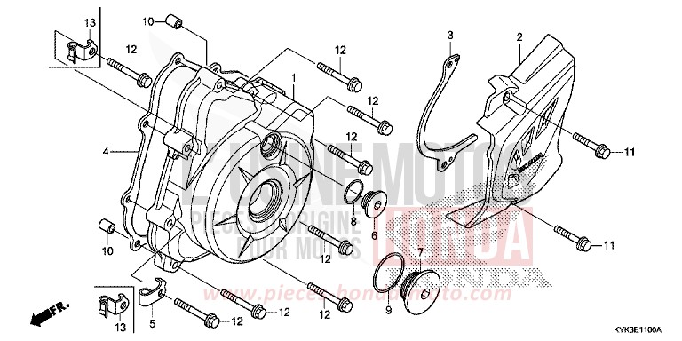 LEFT CRANKCASE COVER for CRF110F EXTREME RED (R292) from 2019