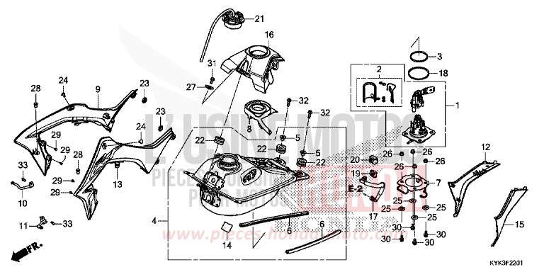 FUEL TANK (CRF110FK/L/M/N) for CRF110F EXTREME RED (R292) from 2019