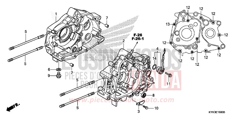 CRANKCASE for CRF110F EXTREME RED (R292) from 2022
