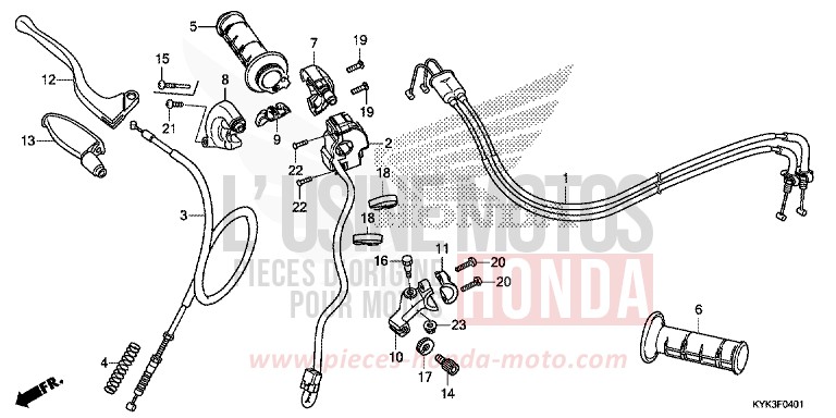 HANDLE LEVER/SWITCH/CABLE (CRF110FK/L/M/N) for CRF110F EXTREME RED (R292) from 2022