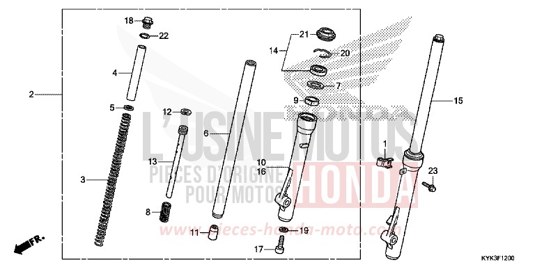 FRONT FORK for CRF110F EXTREME RED (R292) from 2022