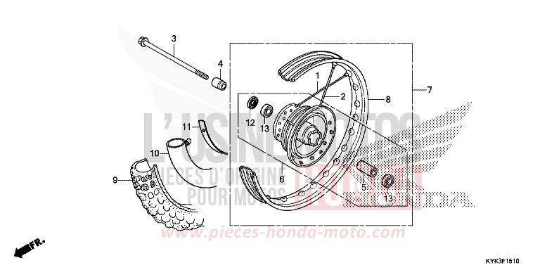 FRONT WHEEL for CRF110F EXTREME RED (R292) from 2022