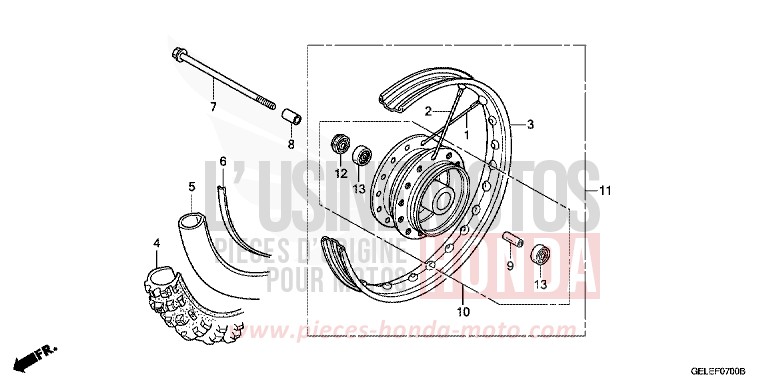 FRONT WHEEL for CRF50F EXTREME RED (R292) from 2004