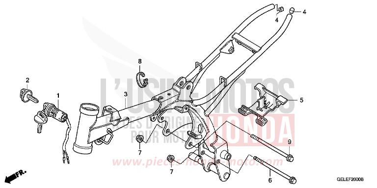 FRAME BODY for CRF50F EXTREME RED (R292) from 2006