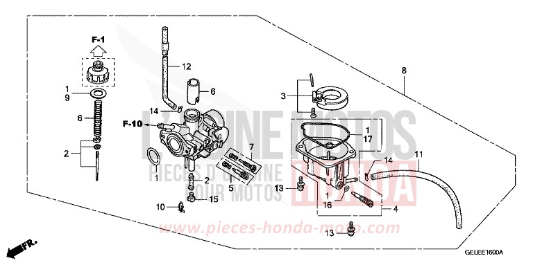 CARBURETOR for CRF50F EXTREME RED (R292) from 2008