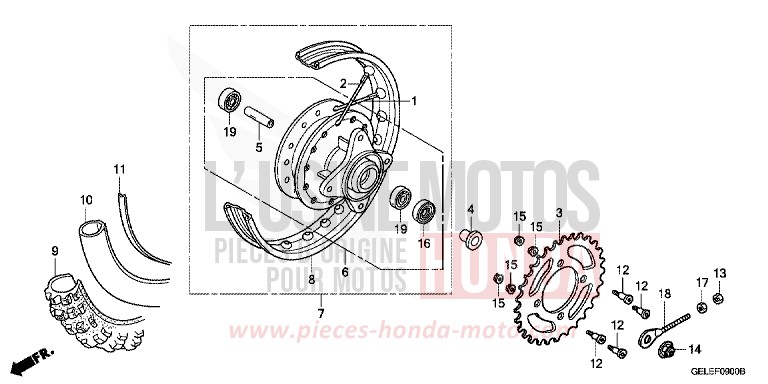 REAR WHEEL for CRF50F EXTREME RED (R292) from 2009