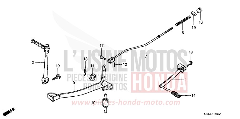 BRAKE PEDAL/KICK STARTERARM for CRF50F EXTREME RED (R292) from 2009