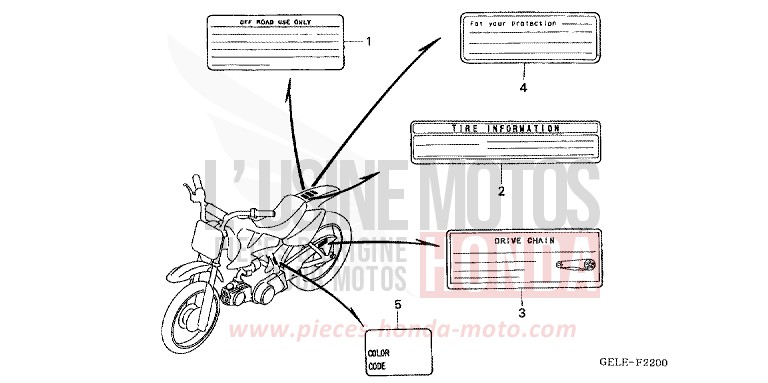 CAUTION LABEL (CRF50F4-9) for CRF50F EXTREME RED (R292) from 2009