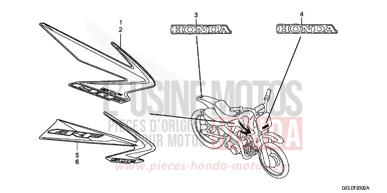 MARK/STRIPE (CRF50F8/9/A) for CRF50F EXTREME RED (R292) from 2010
