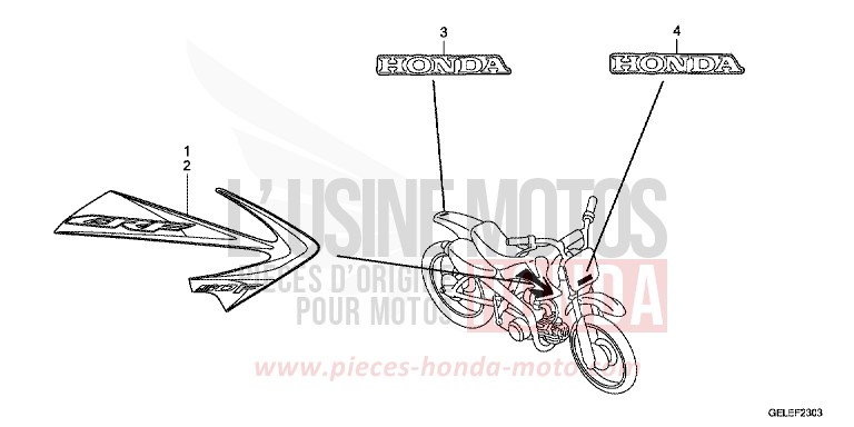 MARCA/STRISCIA (CRF50FB) per CRF50F EXTREME RED (R292) del 2011