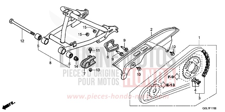 SWINGARM (CRF50FC) for CRF50F EXTREME RED (R292) from 2012
